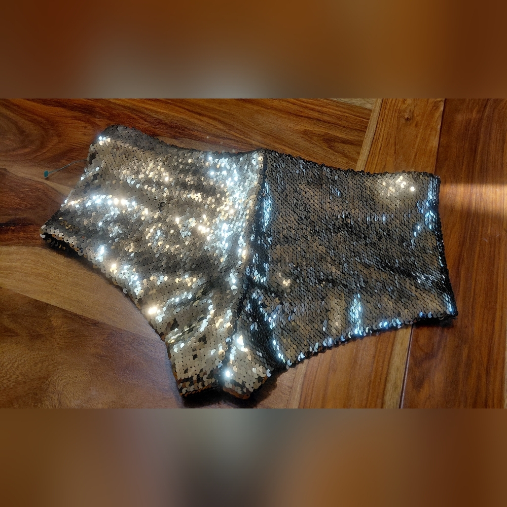 Body Rage Gold Sequin Cheeky Short Shorts (S/M)